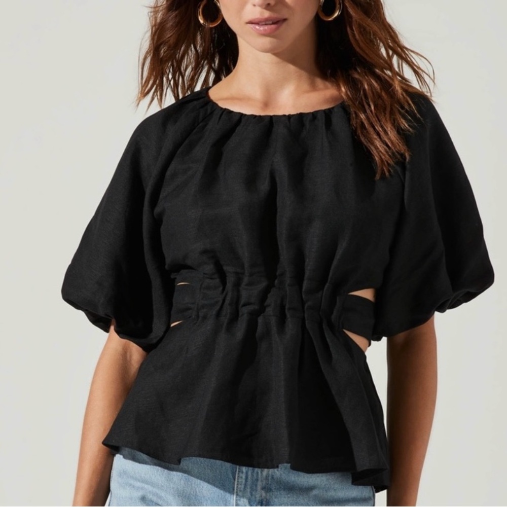 Astr Elegant Black Cutout Blouse